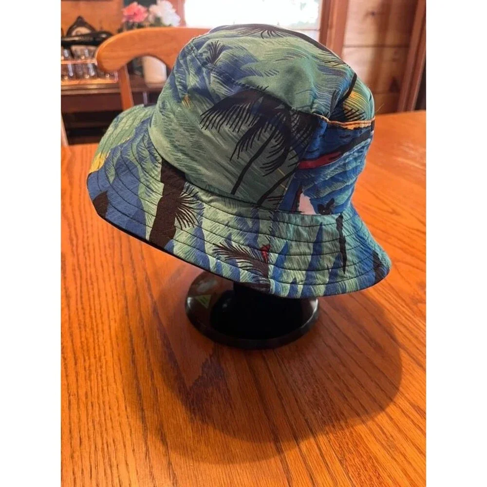 Kids Blue and Green Bucket Hat with Palm Tree design